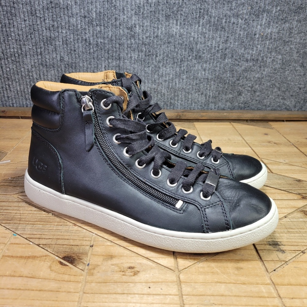 UGG Women's Olive BlackLeather High Top SneakersShoes Size 8 Zip Lace Up